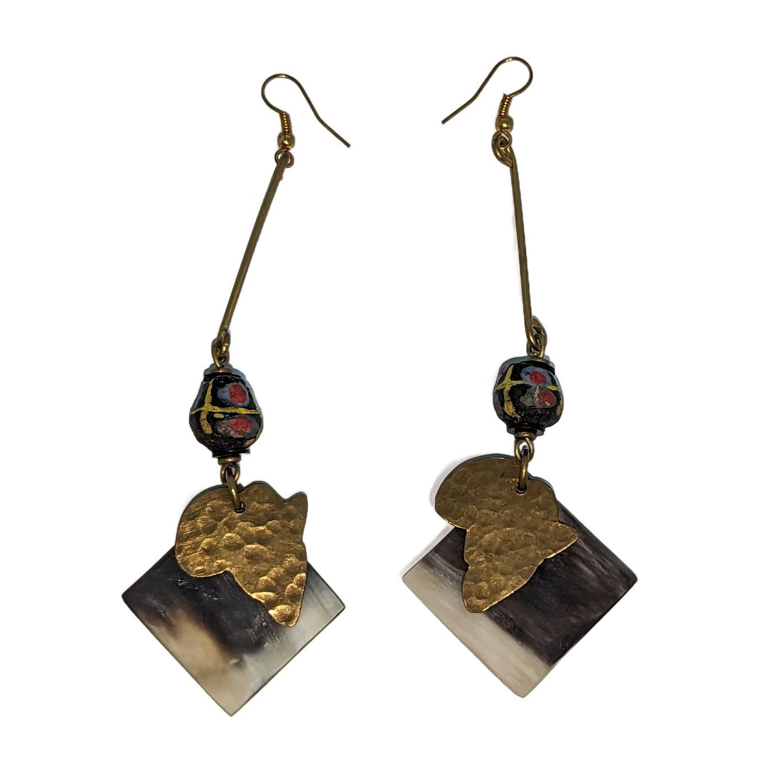 Africa Bone & Brass Earrings 2