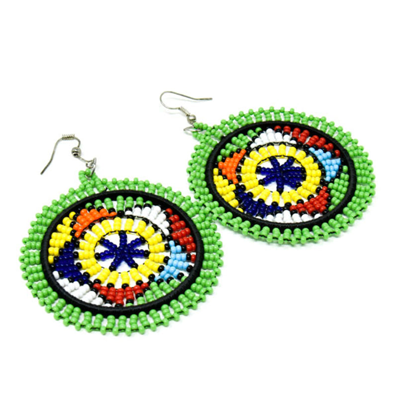 Duara Beaded Green Multi Earrings