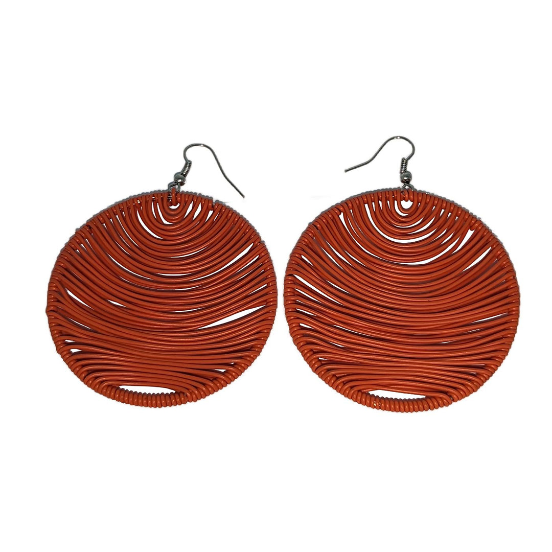 Durban Round Telephone Wire Earrings Orange