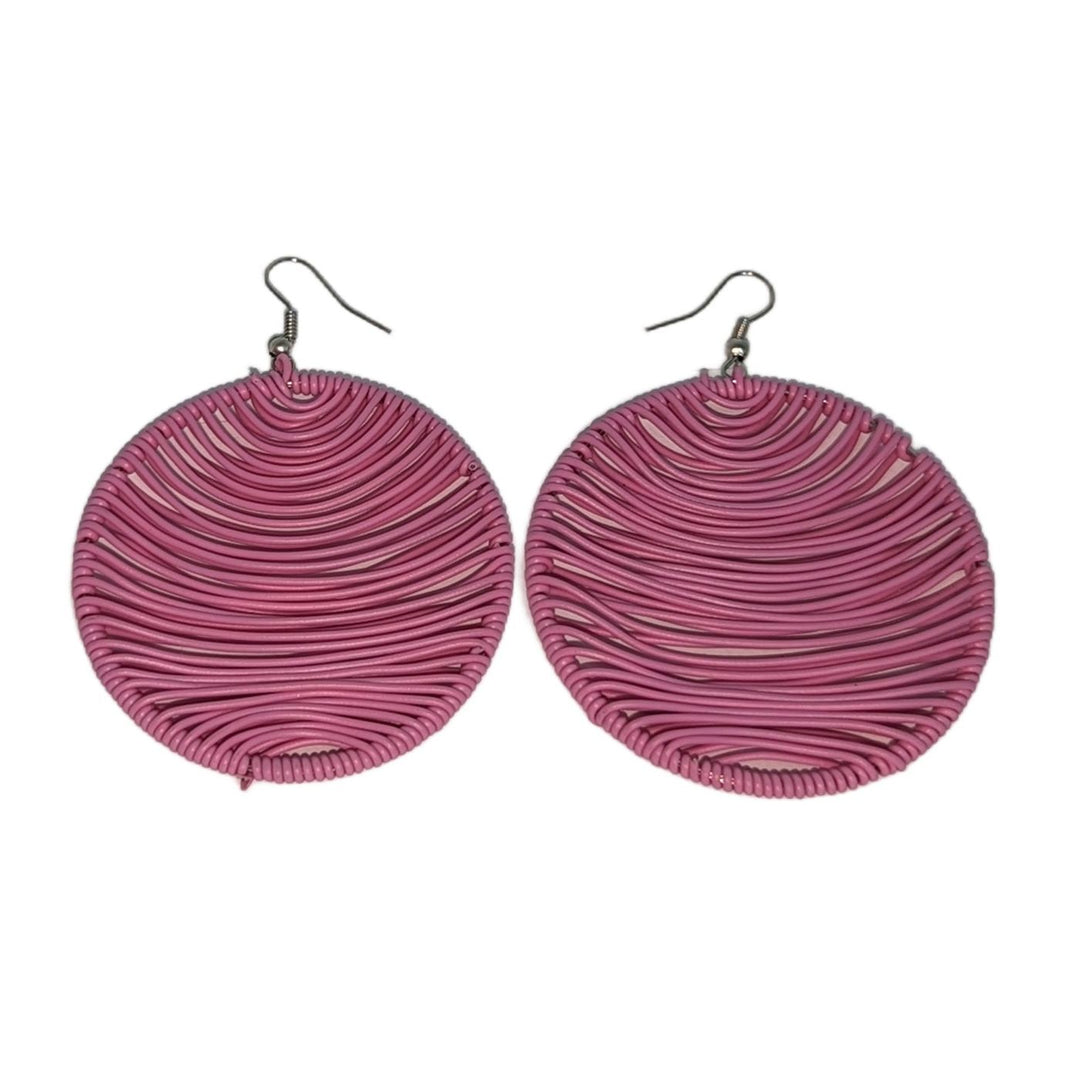 Durban Round Telephone Wire Earrings Pink