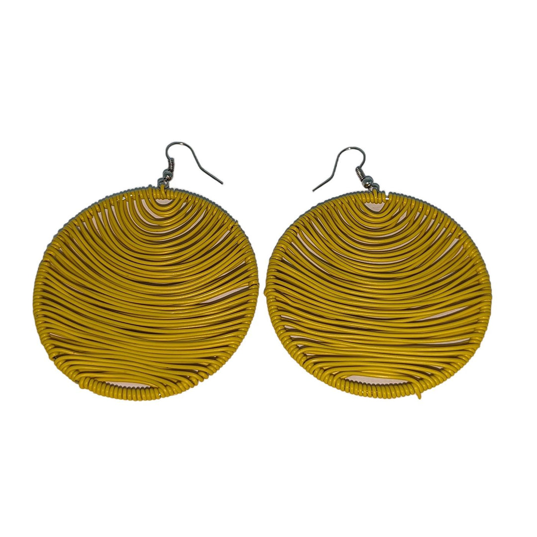 Durban Round Telephone Wire Earrings Yellow