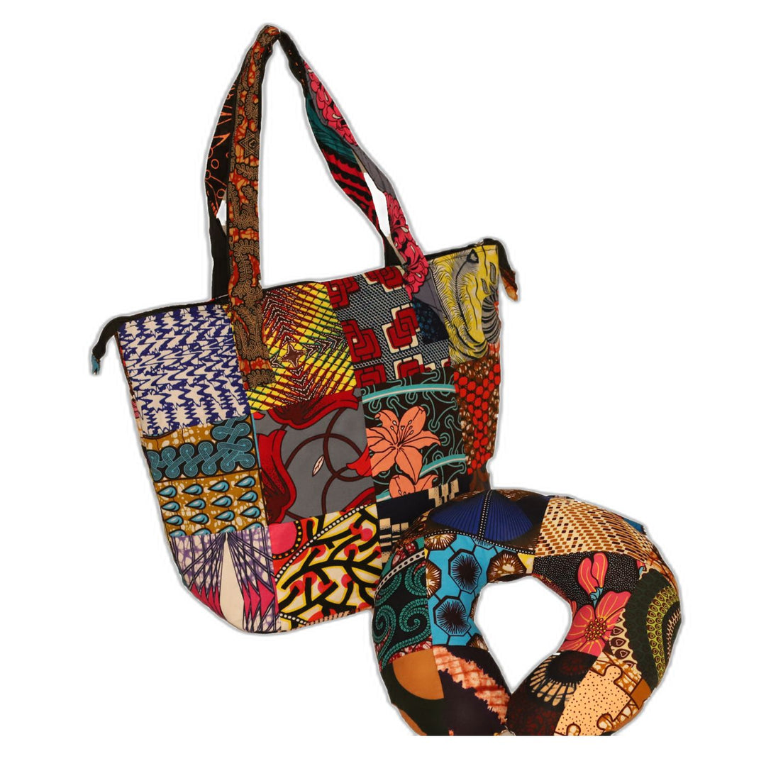 Lucy Kitenge Patch Bag & Traveling Pillow Bag