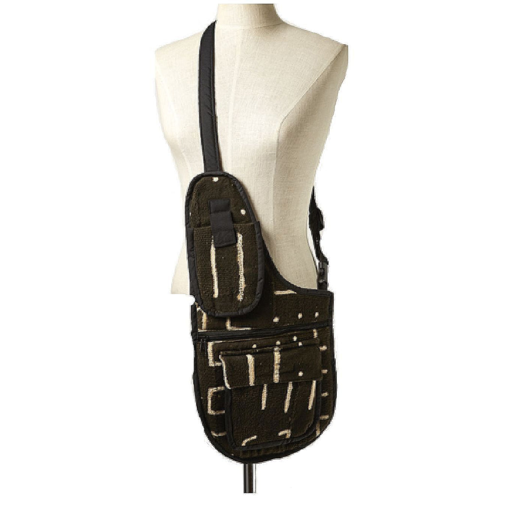 Mud Cloth Messenger Bag Black