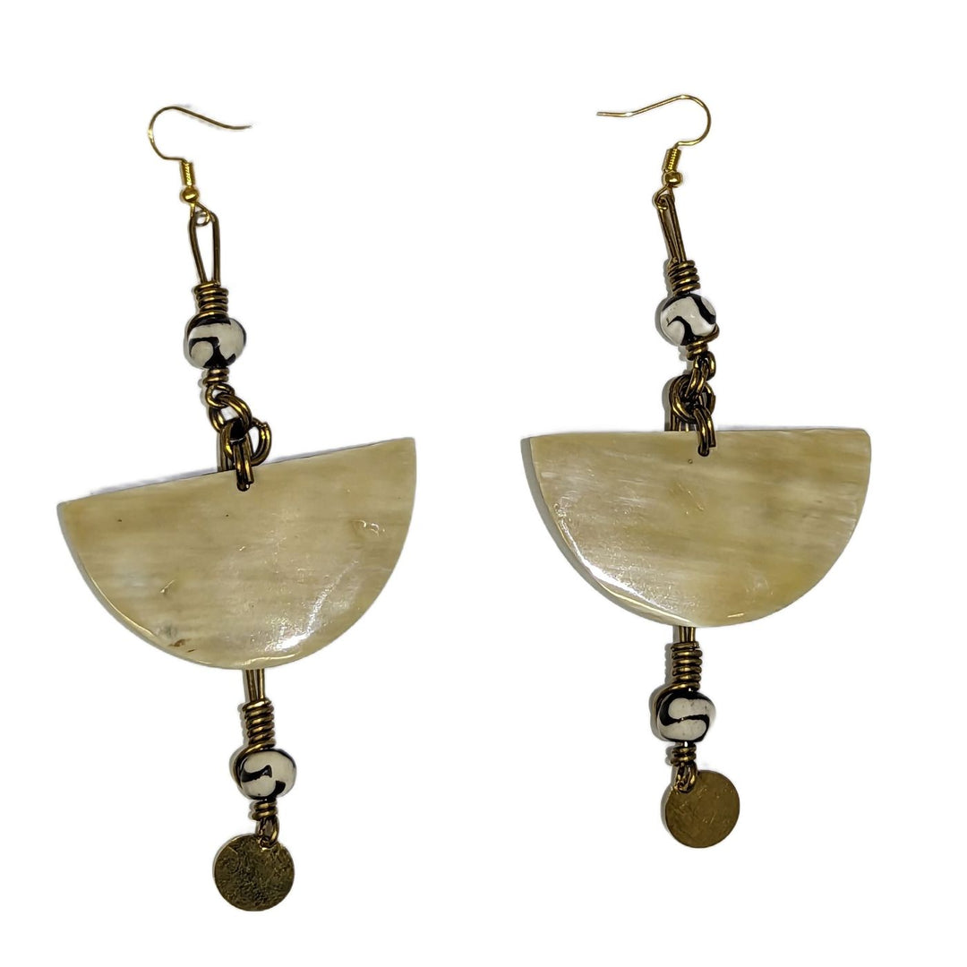 Semicircle Bone & Brass Earrings 4