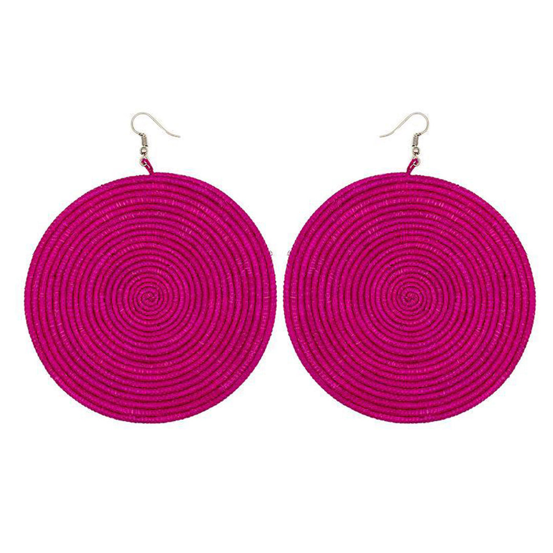 Duara Embroidery Earrings Dark Pink