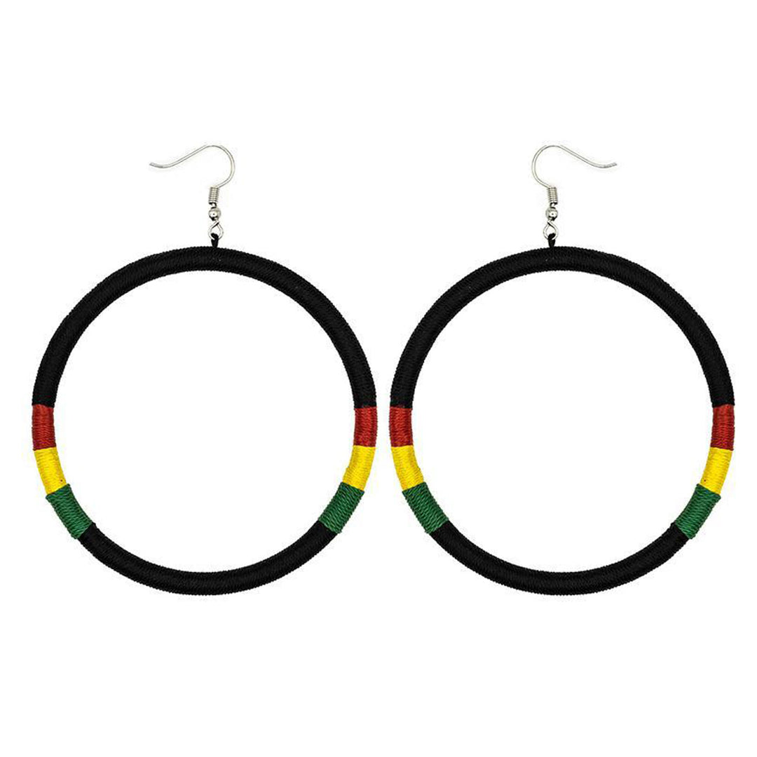 Hoop Embroidery Earrings Rasta