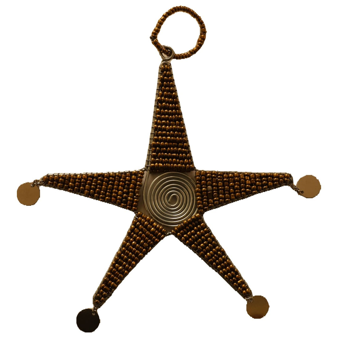 Beaded Gold Star Holiday Decoration