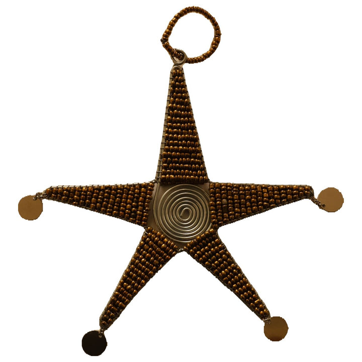 Beaded Gold Star Holiday Decoration