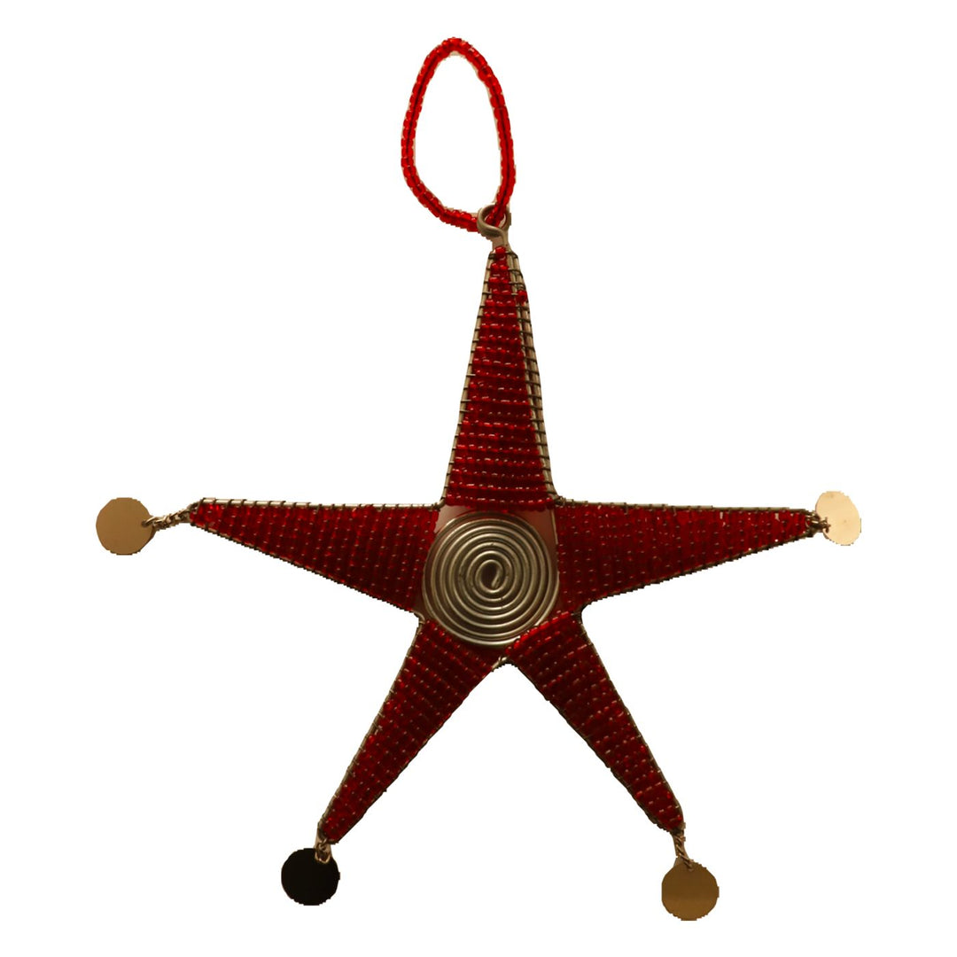 Beaded Red Star Holiday Decoration