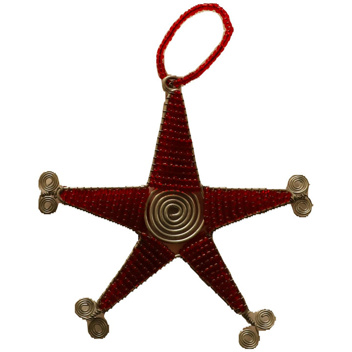 Beaded Red Star Holiday Decoration