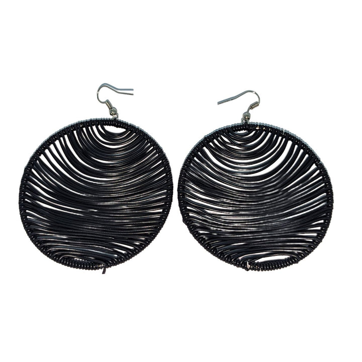 Durban Round Telephone Wire Earrings Black & White