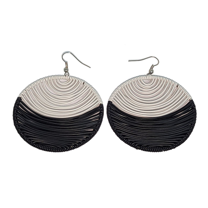 Durban Round Telephone Wire Earrings Black & White