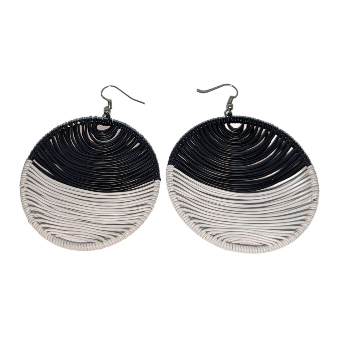 Durban Round Telephone Wire Earrings Black & White