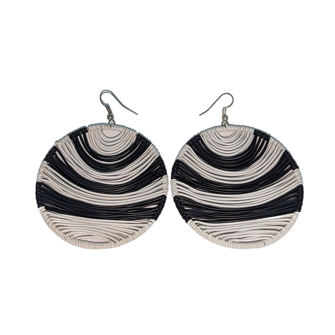 Durban Round Telephone Wire Earrings Black & White