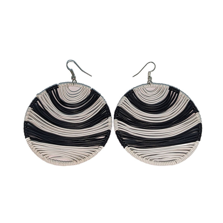 Durban Round Telephone Wire Earrings Black & White