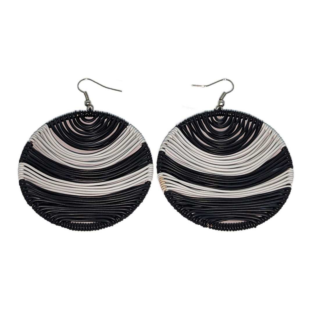 Durban Round Telephone Wire Earrings Black & White