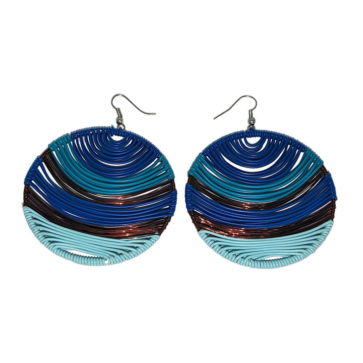 Durban Round Telephone Wire Earrings Blue Multi