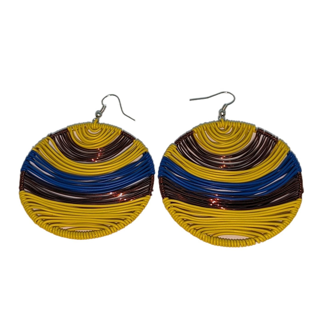 Durban Round Telephone Wire Earrings Blue Multi