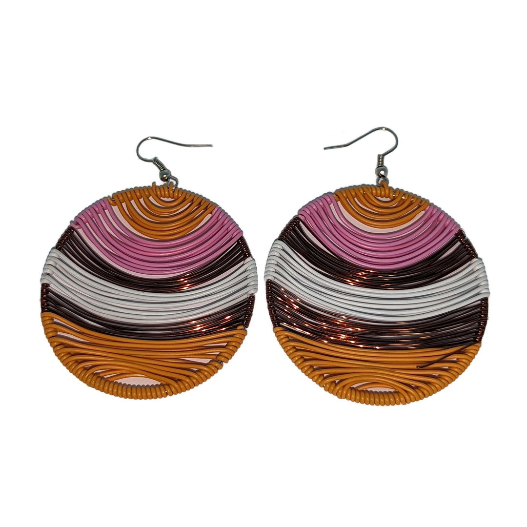 Durban Round Telephone Wire Earrings Blue Multi