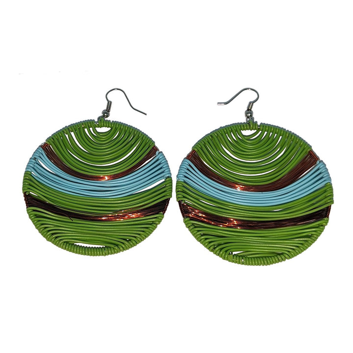 Durban Round Telephone Wire Earrings Blue Multi