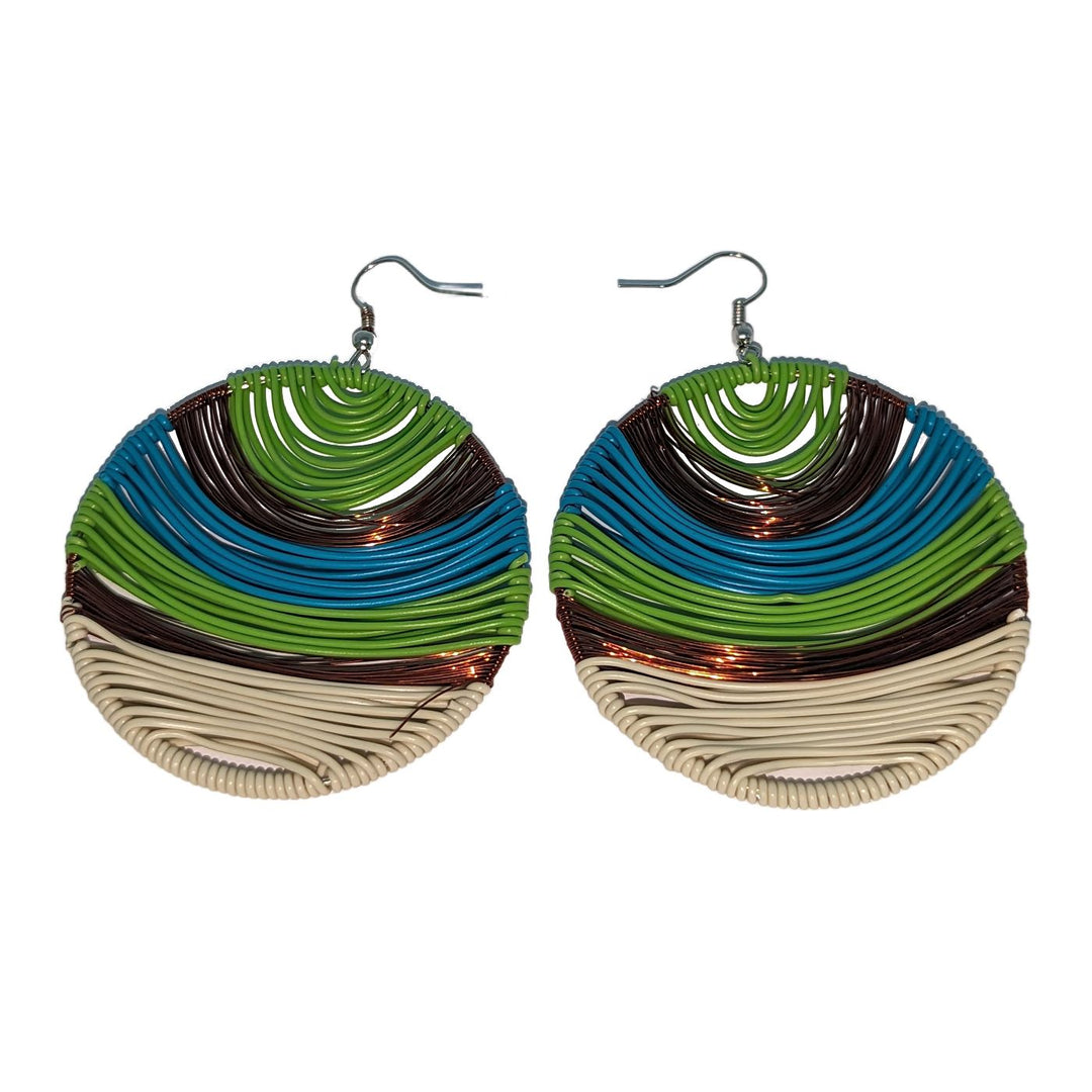 Durban Round Telephone Wire Earrings Blue Multi