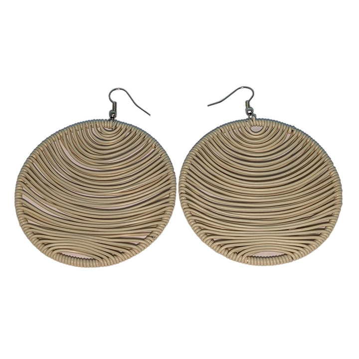 Durban Round  Telephone Wire Earrings Cream