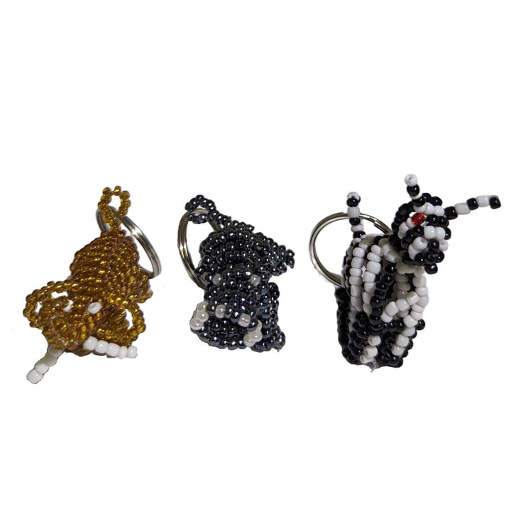 Elephant Hippo and Zebra Key Rings